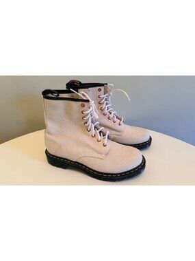 Dr. Martens Bejewelled White Glitter Lace-Up Boots 27655 Womens Size US 10